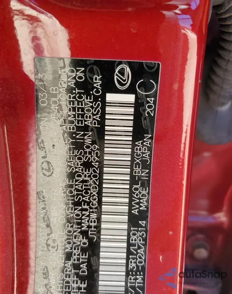 2013 Lexus Es 300H из США, поврежденный, VIN JTHBW1GGXD2024959